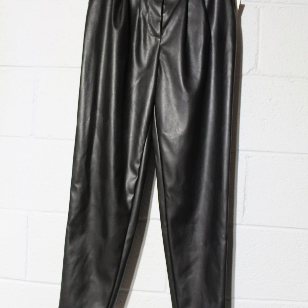 NEW Ophelia Roe Black Faux Leather Leggings Size 4 Women's NWT